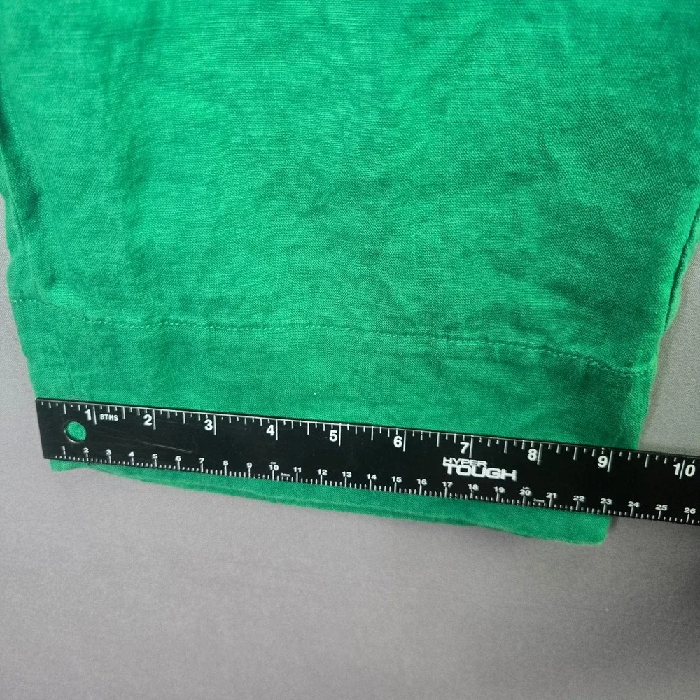 Everlane Linen Paperbag Waist Pants Green Straight Leg Crop Small S 24 Inseam